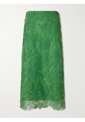 Carolina Herrera - Guipure Lace-trimmed Mesh Midi Skirt - Green - US2,US4,US6,US8,US10