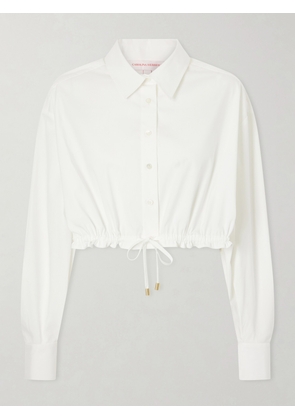 Carolina Herrera - Cropped Cotton-blend Blouse - White - US2,US4,US6,US8,US10,US12,US14