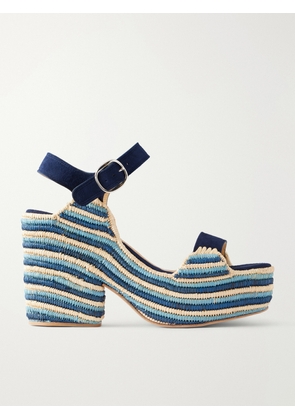 Gabriela Hearst - Dardis 100 Crocheted Suede Platform Sandals - Blue - IT36,IT36.5,IT37,IT37.5,IT38,IT38.5,IT39,IT39.5,IT40,IT40.5,IT41,IT41.5,IT42
