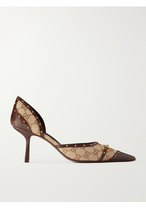 Gucci - Savoy Horsebit-embellished Leather-trimmed Canvas-jacquard Pumps - Neutrals - IT36,IT36.5,IT37,IT37.5,IT38,IT38.5,IT39,IT39.5,IT40,IT40.5,IT41
