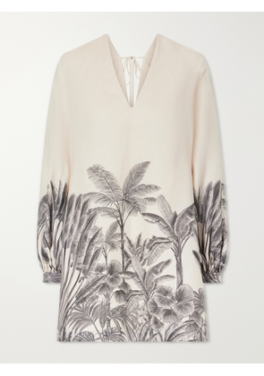 Andres Otalora - Amarula Porfavor Printed Linen Mini Dress - Multi - US0,US2,US4,US6,US8,US10