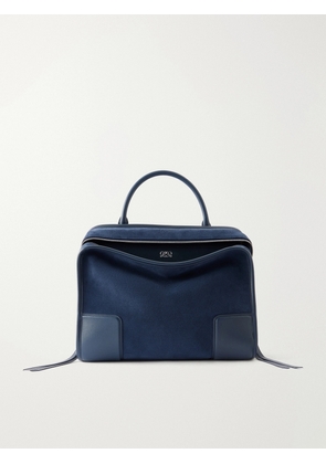 LOEWE - Amazona Leather-trimmed Suede Tote - Blue - One size