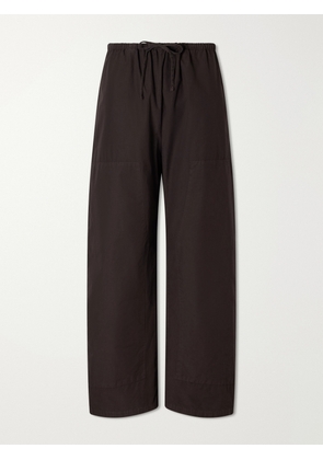 LESET - Kyoto Cotton-poplin Low-rise Wide-leg Pants - Brown - x small,small,medium,large,x large