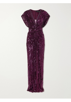 Jenny Packham - Lacie Twisted Embellished Tulle Gown - Purple - UK 6,UK 8,UK 10,UK 12