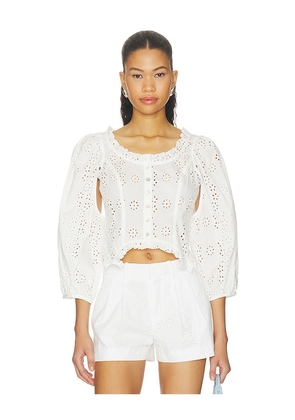 Sandy Liang Palisade Top in White. Size 2. Also in 4, 6, 8.