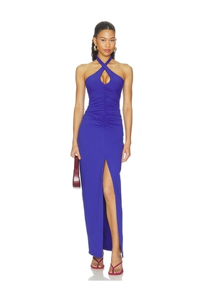 Susana Monaco Cross Front Gathered Front Dress in Blue. Size XS. Also in S, M, L, XL.