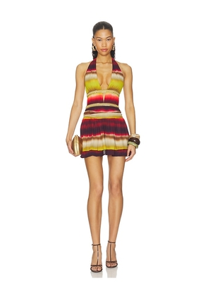 Runaway The Label Xylia Halter Low Plunge Mini Dress in Multi. Size XS. Also in L, M, S, XL.