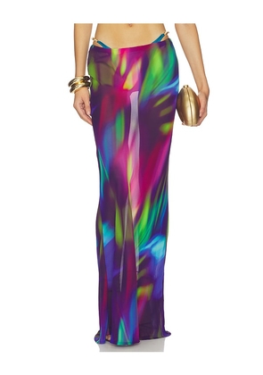 Runaway The Label Cyrus Low Waist Sheer Maxi Skirt in Multi. Size XS. Also in L, M, S, XL.