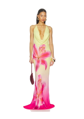 Runaway The Label Juliana Cowl High Slit Maxi Dress in Multi. Size XS. Also in L, M, S, XL.