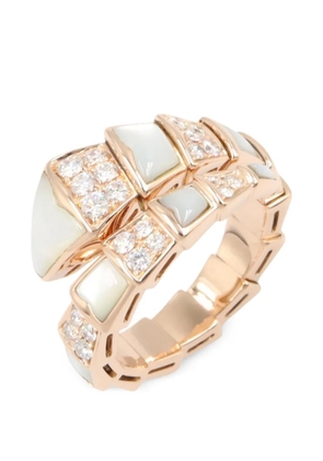 Bvlgari Pre-Owned 2010s Serpenti Viper mother-of-pearl and diamond ring - Pink