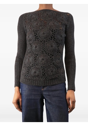 Prada Pre-Owned crochet-knit ribbed-sleeve sweater - Grey