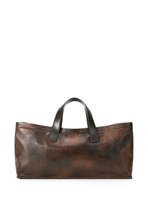 STAUD Port distressed-leather tote bag - Brown