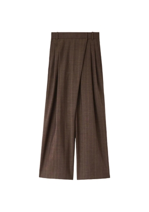 GANNI pinstripe wrap-front trousers - Brown