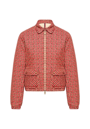 Moncler Lanset houndstooth-pattern zip-up jacket - Red