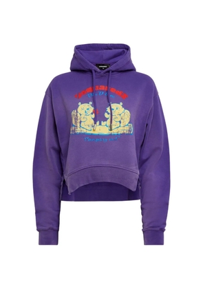 DSQUARED2 asymmetric graphic-print hoodie - Purple