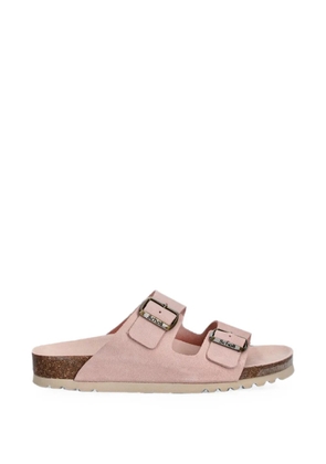 Scholl buckle-fastening double-strap slides - Pink