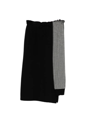 Y's houndstooth-panel drawstring skirt - Black