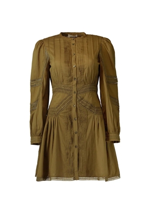 Ulla Johnson mini Elysia pin-tucked lace-trim dress - Green