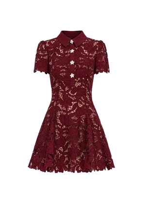 Self-Portrait guipure-lace floral-embellished mini dress - Red