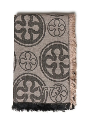 V°73 logo-intarsia scarf - NATURALE/NERO