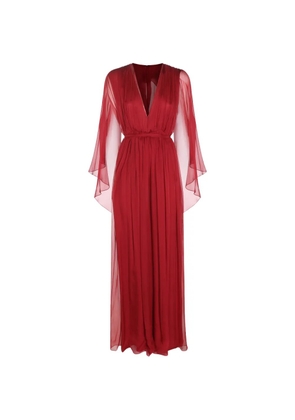 Alberta Ferretti pleated silk-chiffon maxi dress - Red