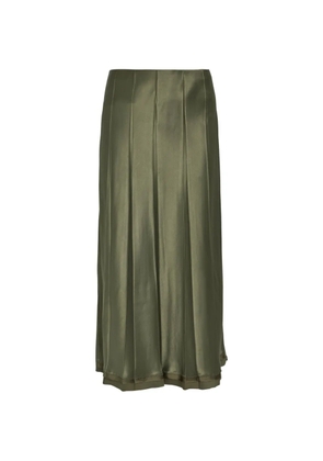 Vince satin-finish pleated midi skirt - Green