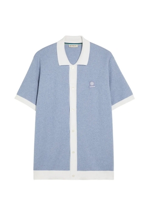 SANDBANKS contrast-trim logo-patch shirt - Blue