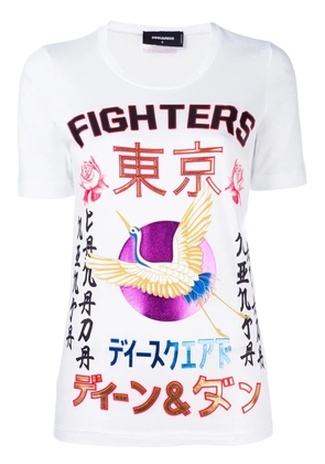 DSQUARED2 'Fighters' crane kanji T-shirt - White