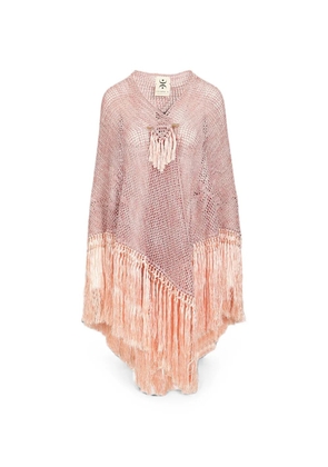 Chiara Is fringed open-knit scarf - Pink