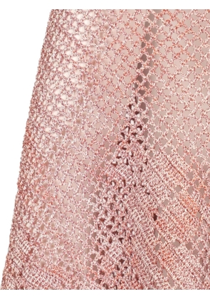 Chiara Is fringed open-knit scarf - Pink