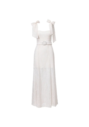 LITA COUTURE ribbon-strap belted maxi dress - White