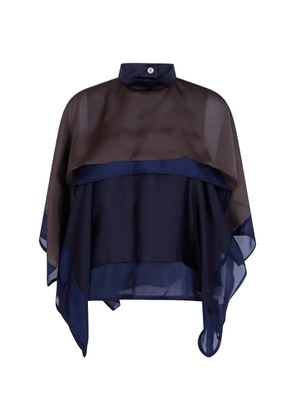 sacai layered semi-sheer blouse - Brown