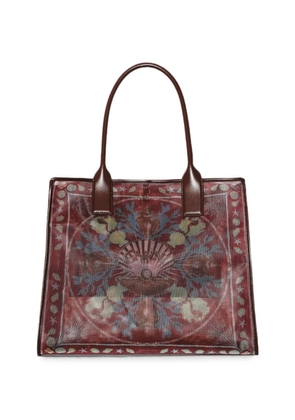 GANNI graphic-print mesh tote bag - Brown