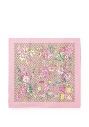 Gucci Flora-print GG scarf - Neutrals