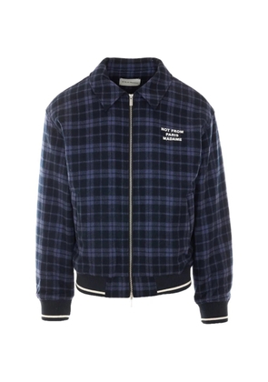 Drôle De Monsieur check-pattern slogan jacket - Blue