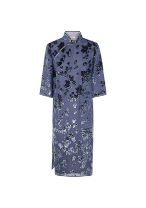 Pierre-Louis Mascia floral-devoré mandarin-collar midi dress - Grey