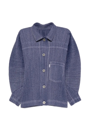 Pleats Please Issey Miyake denim-effect puff-sleeve jacket - Blue