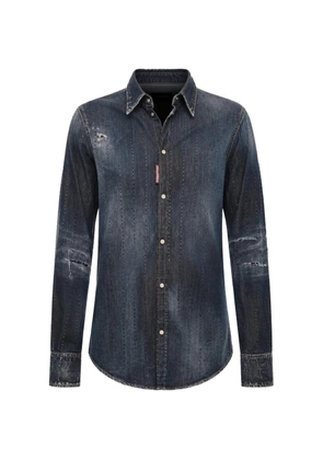 DSQUARED2 rhinestone-embellished distressed-effect shirt - Blue