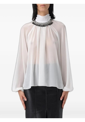 Hanita embellished high-neck blouse - White