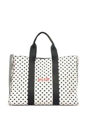 MSGM polka-dot striped tote bag - White