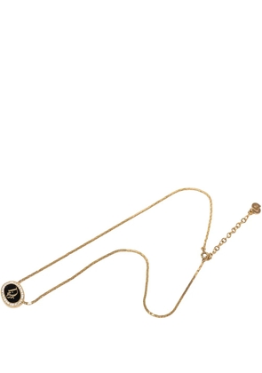 Christian Dior Pre-Owned 20th Century Gold Plated Resin and Strass Logo Pendant Snake Chain Necklace costume necklace - Black