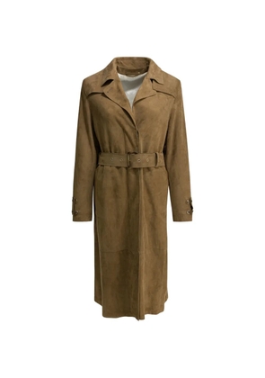 Golden Goose belted-waist suede coat - Brown