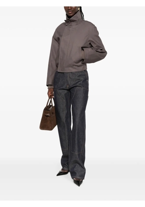 Victoria Beckham high-neck ribbed-trim jacket - Grey
