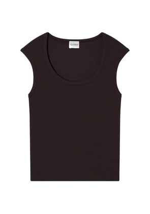 Closed ribbed cap-sleeve T-shirt - Brown