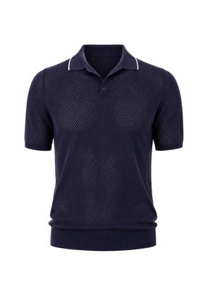 AMARANTO perforated-knit polo shirt - Blue