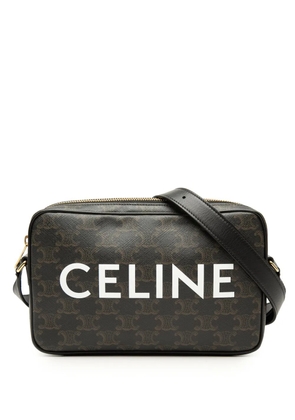 Celine Pre-Owned 2023 Medium Triomphe Coated Canvas Logo crossbody bag - Black