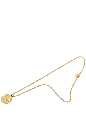 Christian Dior Pre-Owned 20th Century Gold Plated Strass Logo Medallion Pendant Necklace costume necklace