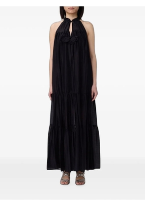 Hanita tiered floral-appliqué maxi dress - Black
