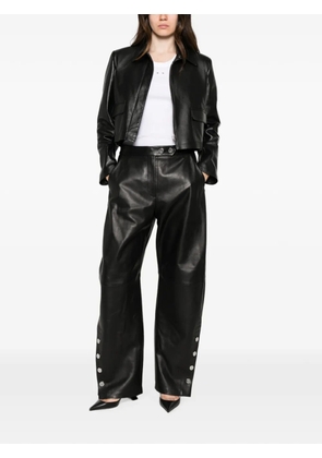 Sportmax button-embellishment leather trousers - Black