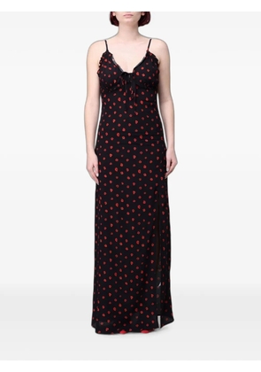 MAR DE MARGARITAS floral-print ruffled maxi dress - Black